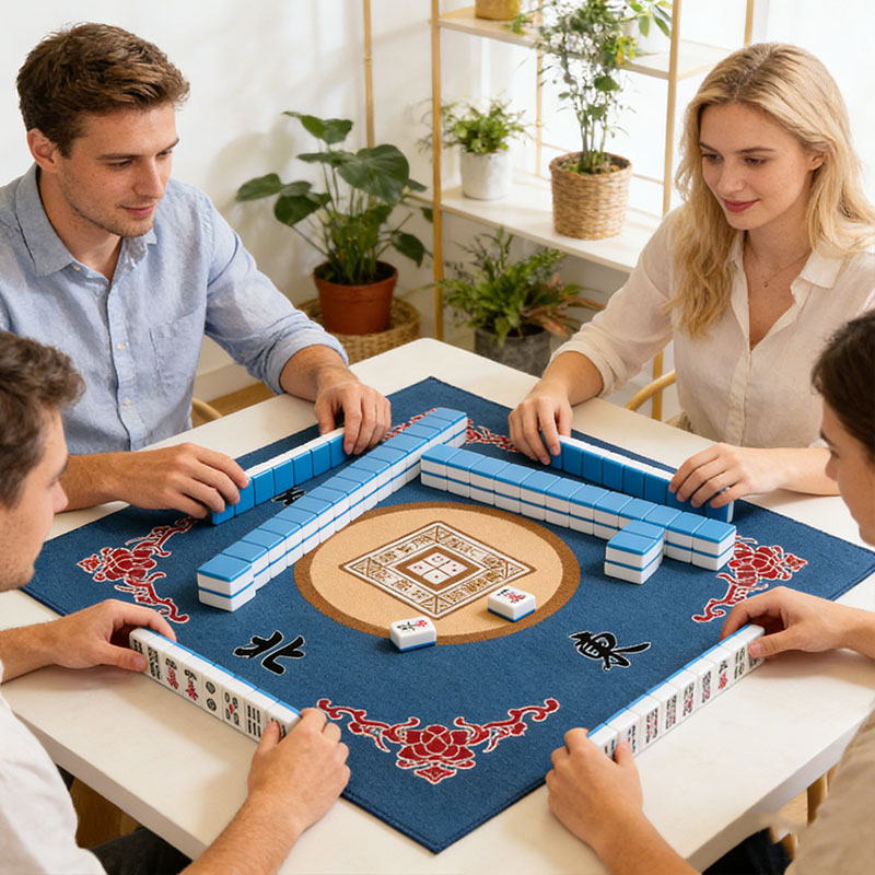 Table Cover for Mahjong Poker Card Games Board Games Tile Game and Dominoes 31.1 Inches Roll up Gaming Mat Synthetic Fiber Felt and Rubber Surface Travel Portable Playing