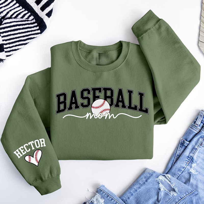 Personalized Baseball Mom Sweatshirt with Custom Name and Stylish Graphic Design