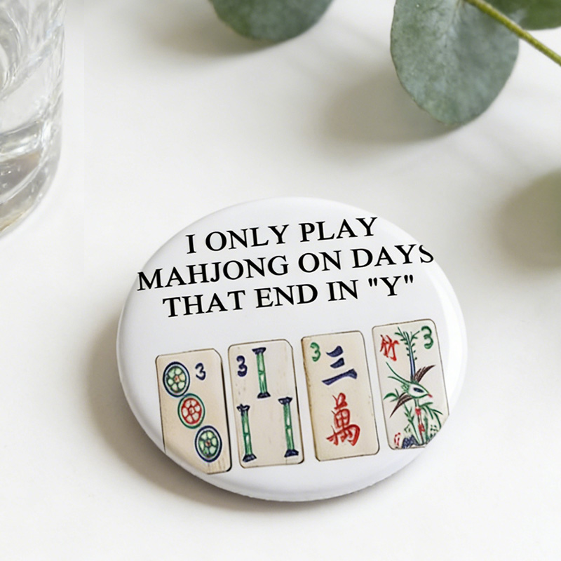 A Funny Mahjong Design Button Pin Buttons
