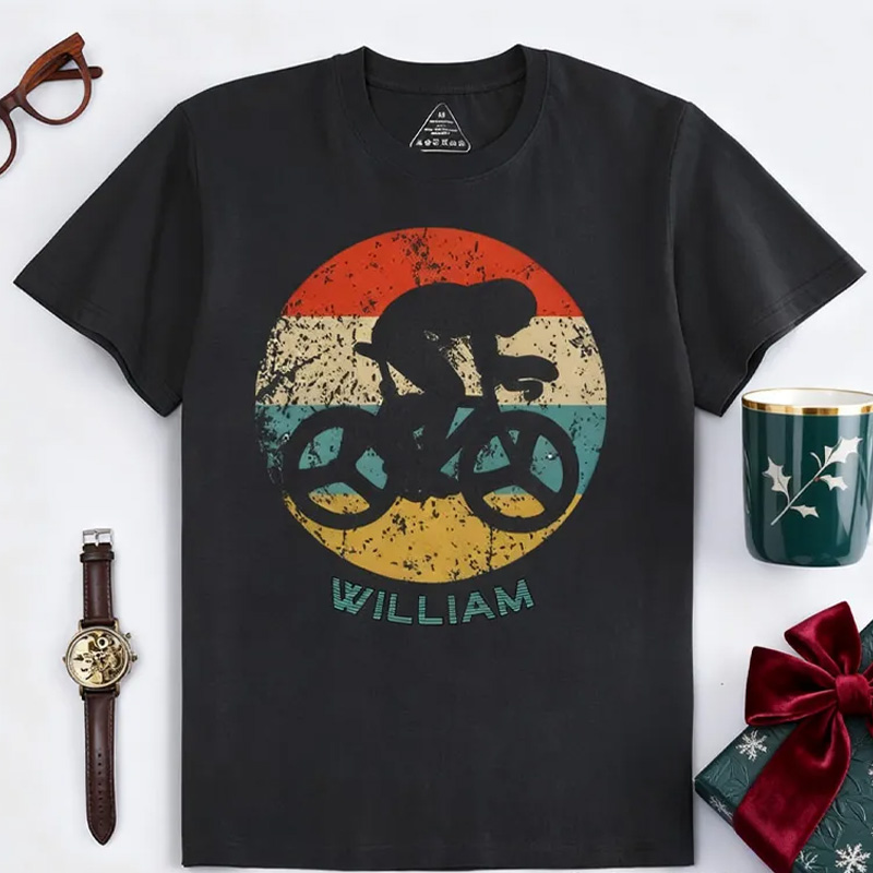 Personalized Vintage Retro Cyclist Classic T-shirt Cycling Icon Shirt Gift T shirt Funny Bicycle Christmas Sweatshirt Bike Riding Lover Gift Christmas Cyclist Shirt for Riding Lovers