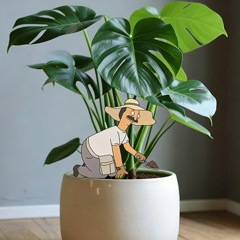 Metal Yard Stake Garden Decor Potted Plants Sign Outdoor Garden Decor Gardeners Gift Cartoon Character Planter Art Garden Sign