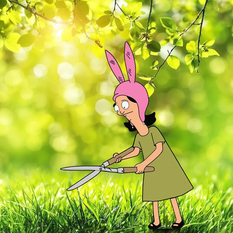 Metal Yard Stake Garden Decor Potted Plants Sign Outdoor Garden Decor Gardeners Gift Cartoon Character Planter Art Garden Sign