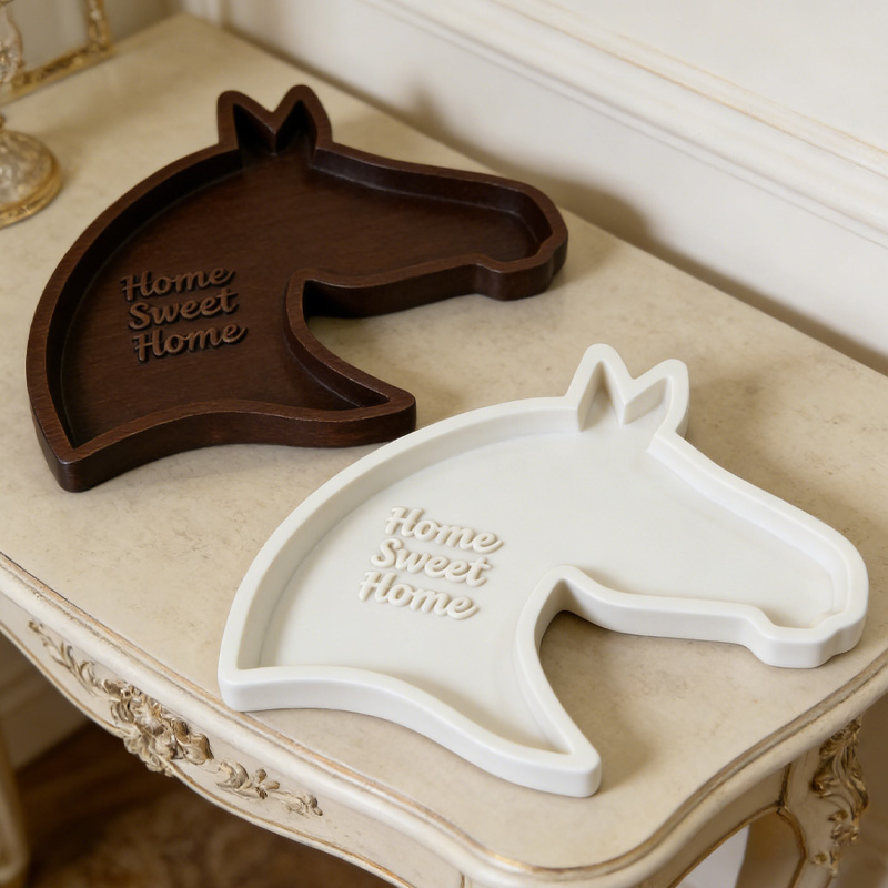 Personalized 3D Printed Horse Shaped Tray Rustic Catch All Dish Home Decoration Gift for Equestrian Lovers