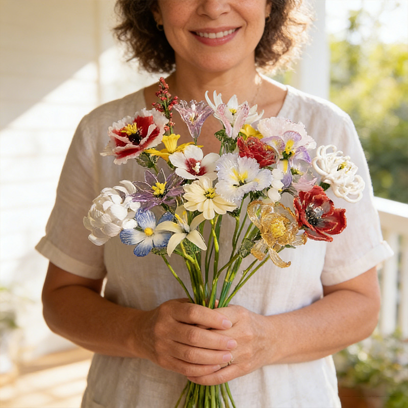 Hand Blown Glass Birth Flower Fine Art Glass Floral Stem Mother's Day Gift Gift for Mom Grandma