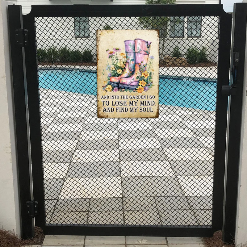 Personalized Western Cowgirl Into The Garden Metal Tin Sign Inspirational Gardening Wall Plaque Gardener Home Art Decor Shed Patio Sign Gift for Equestrian Riding Lovers