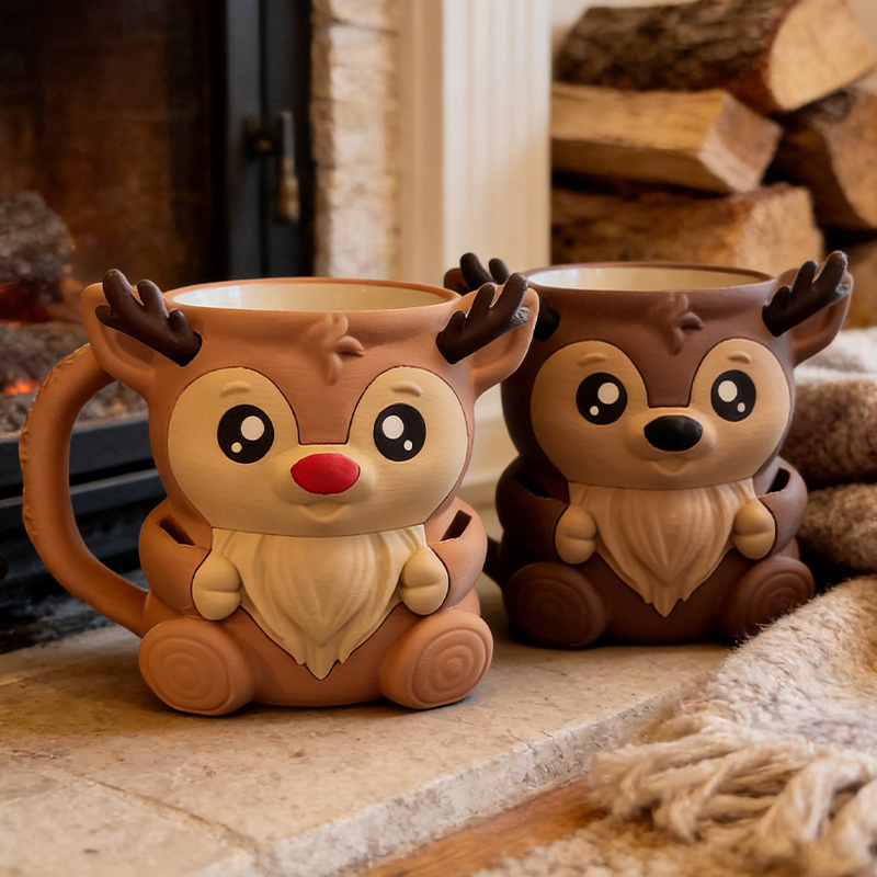 Reindeer Ice Cream Pint Holder 3D Printed with Spoon Slots & Snack Drawer