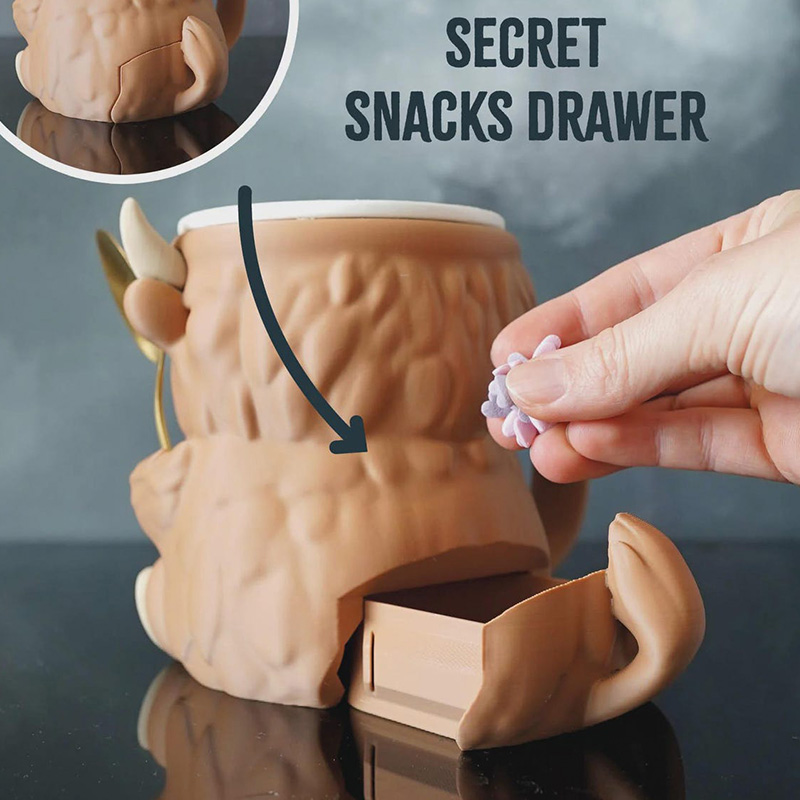 Highland Cow Ice Cream Pint Holder 3D Printed with Spoon Slots & Snack Drawer