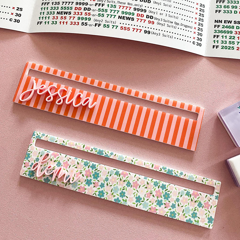 Personalized Striped Mahjong Row Finde,Floral Scallop Line Reader, Mahjong Gifts ,Mahjong Accessories,Mahjong Rule Helper