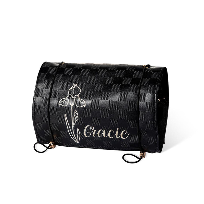 Personalized Name And Birth Flower Cosmetic Travel Bags Foldable Make Up Organizer Hanging Toiletry Bag for Women Weekender Bag Mother's Day Gift