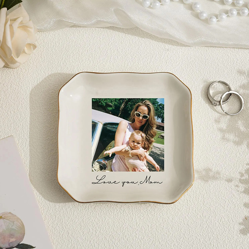 Personalised Photo Trinket Dish With Custom Jewelry Ring Dish, Wedding Gift, Bridesmaid Proposal, Trinket Tray for Best Friend, Bestie