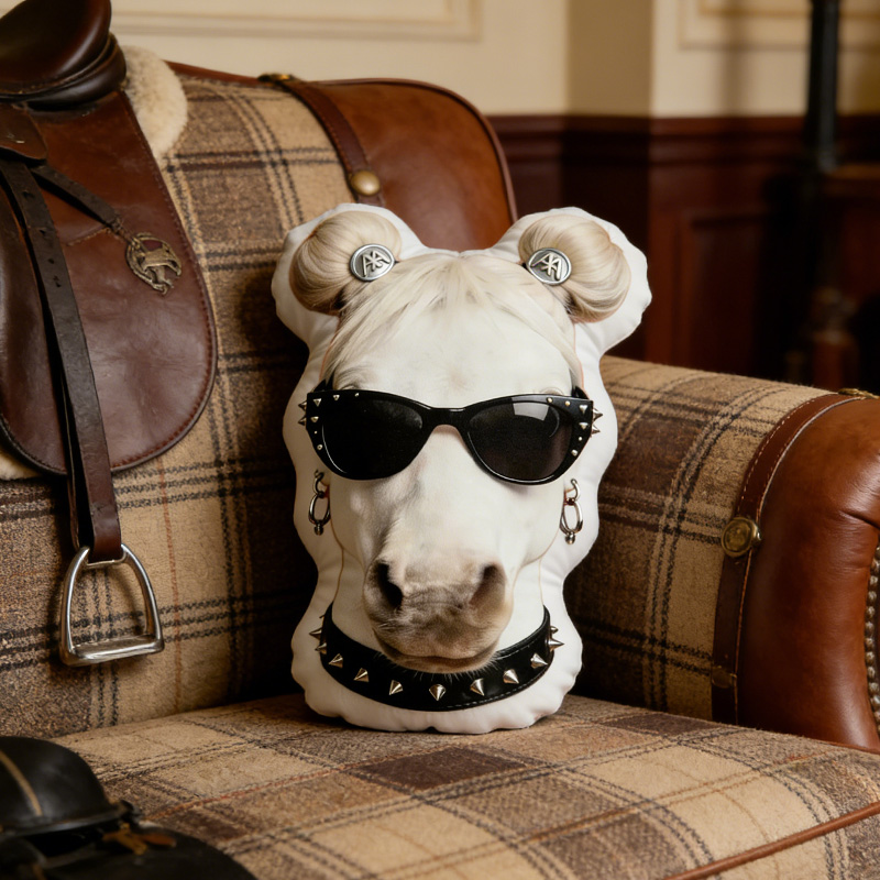 Personalized Graphic 3D Print Funny Horse Cute Animal Decoration Pillow for Equestrain Lovers