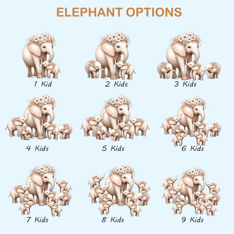 Personalized Thanks For Being Someone I Can Follow Birth Flower Sign Mom Elephant with Little Kids Wooden Plaque Gift for Mom Grandma Mother's Day