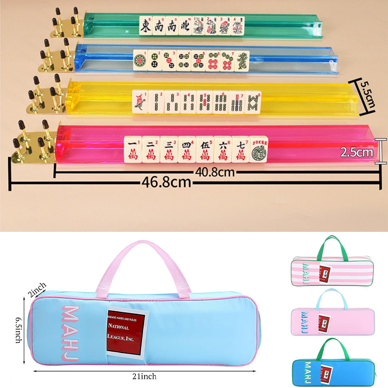 Mahjong Racks and Bag Set Transparent Color Injected Acrylic Matte Finish