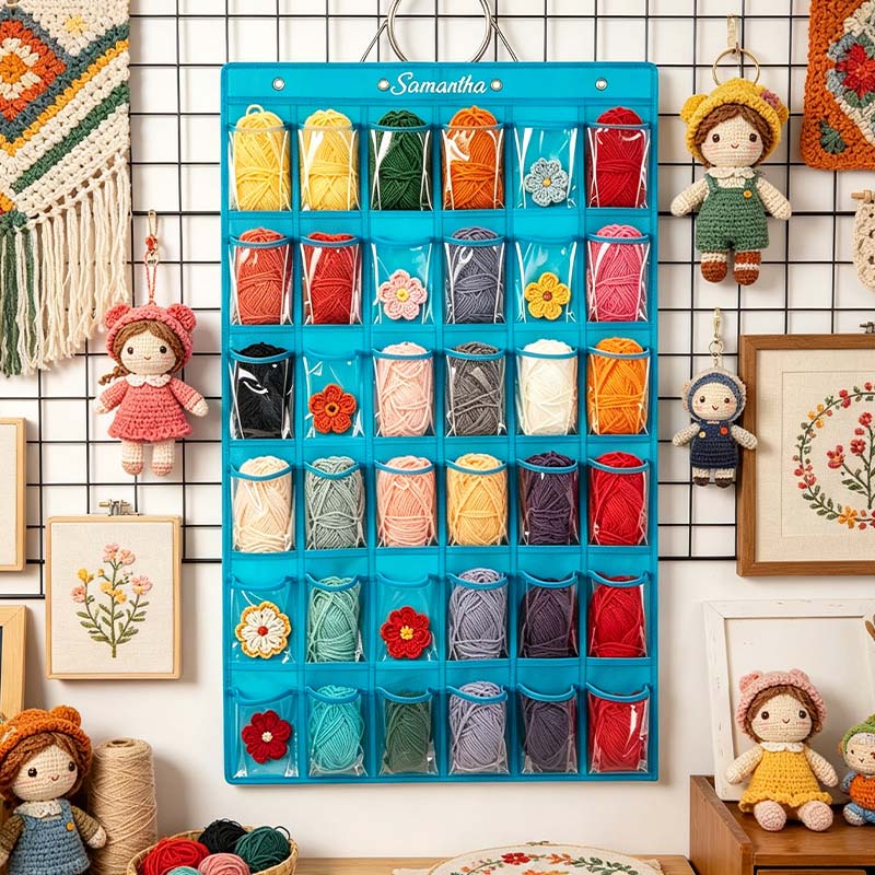 Hanging Yarn Organizer Storage with Clear Pockets Crochet Tool Storage Crochet Showcase