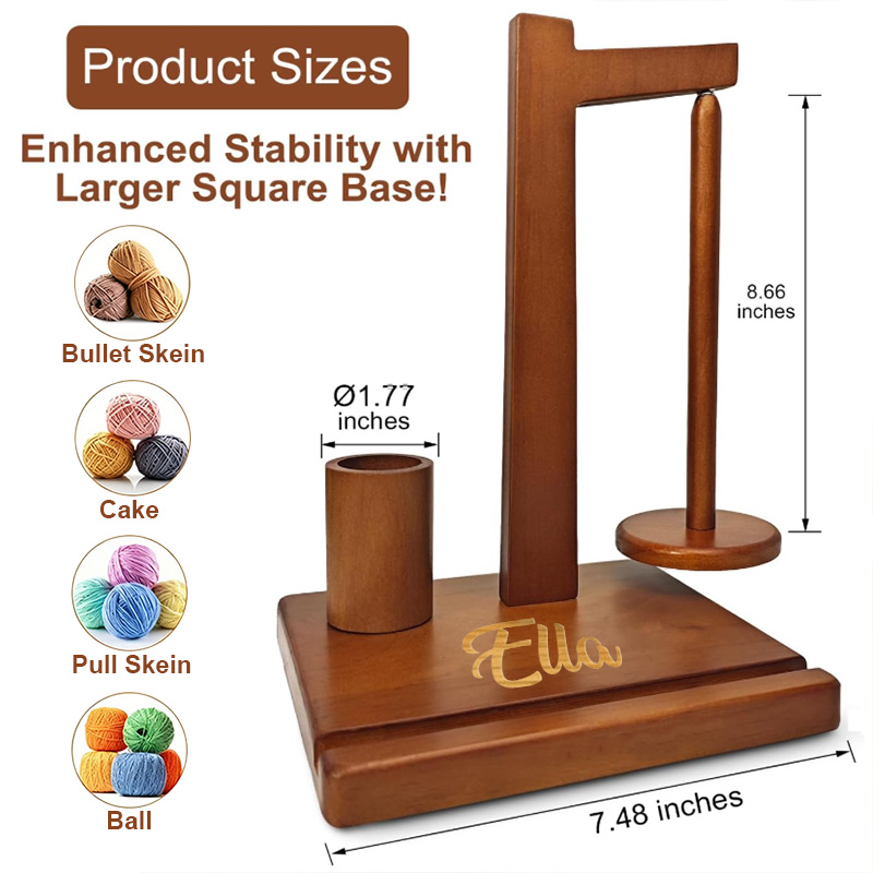 Yarn Holder Wooden Ball Holder Multifunctional Magnetic Wool Holder Rotating Yarn Holder Wooden Yarn Dispenser with Stand Suitable for Crochet Yarn and Knitting
