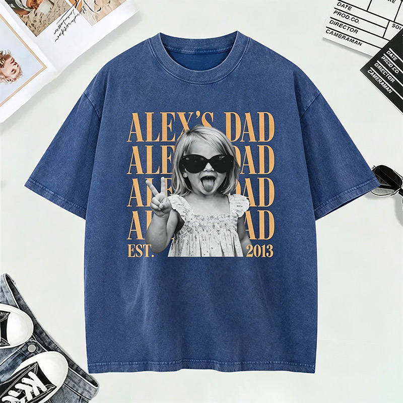 Personalized Dad Vintage Photo Shirt Custom Fathers Day Shirt with Kids Photo Funny Dad Shirt Best Dad Ever Shirt New Dad Gift