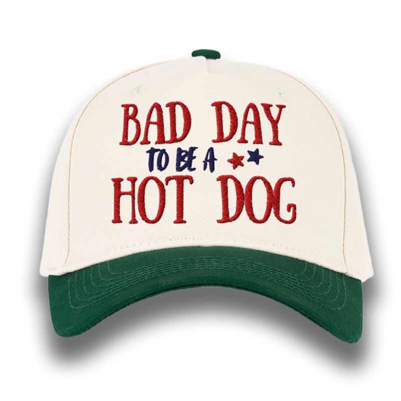 Embroidered Bad Day To Be A Hot Dog Foam Trucker Hat Funny Patriotic Snapback Cap