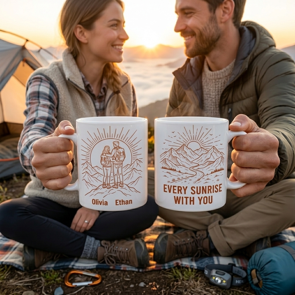 Personalized Every Sunrise with You Couple Mug Gift Personalized Enamel Mug Anniversary Camping Gift Custom Outdoor Coffee Cup Partners for Life