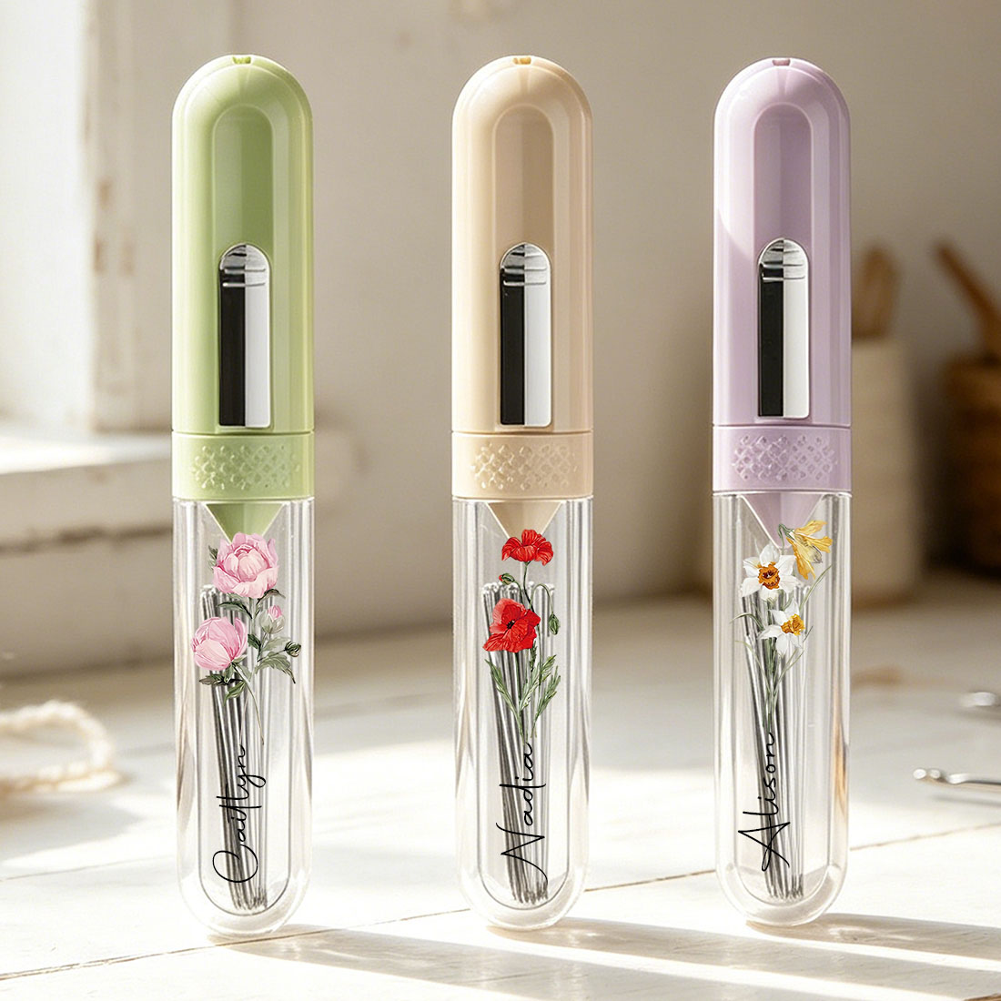 Personalized Name 2 In 1 Automatic Needle Threading Tool for Hand Stitching Knitting Embroidery and Thread Removal