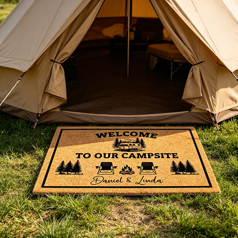 Personalized Camp Lover Doormats Welcome To Our Campsite Doormat Personalized Name Welcome Mat Couples Gift Cute Doormat Gift for Her