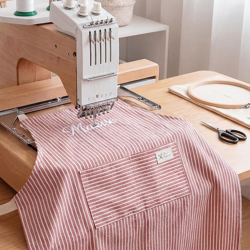 Personalized Striped Apron with Pockets Embroidered Baking Kitchenwear Baking Apron with Name Baking Lover Gift