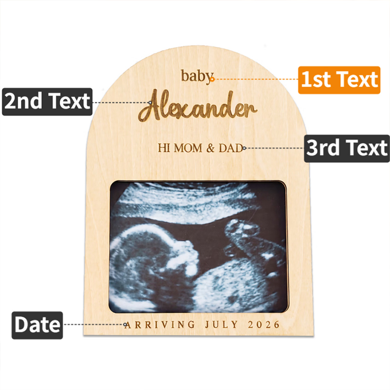 Personalized Wooden Ultrasound Picture Frame with Baby Name and Date Pregnancy Baby Announcement Gift for Grandparents New Parents