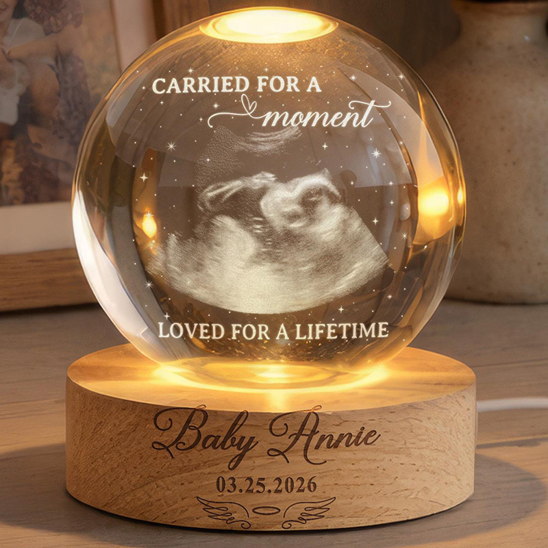 Personalized Baby Loss Memorial Night Light Miscarriage Memorial Crystal Ball Night Light Angel Baby Ultrasound Photo Baby Memorial Gift Sympathy Gift