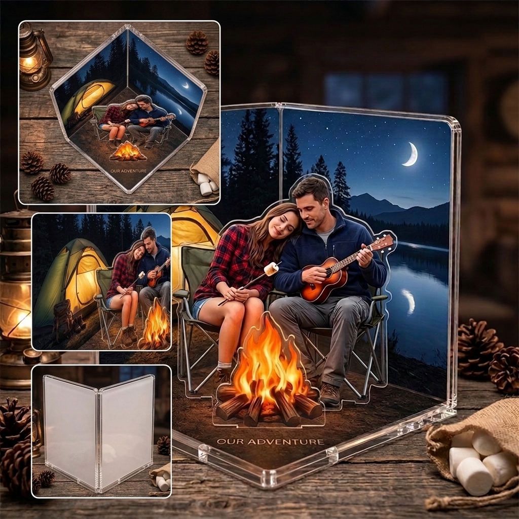 Personalized Couple Acrylic Photo Plaque 3D Couple Figurine Anniversary Gift for Her Romantic Gift Photo to Cartoon Stand Home Decor