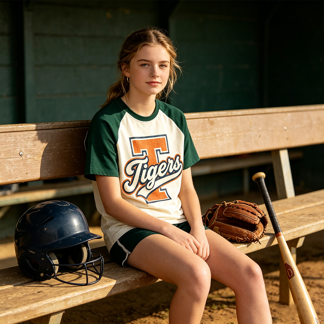 Personalized School Mascot Raglan Baseball T-Shirt Custom Mascot Name Gift for Team Player