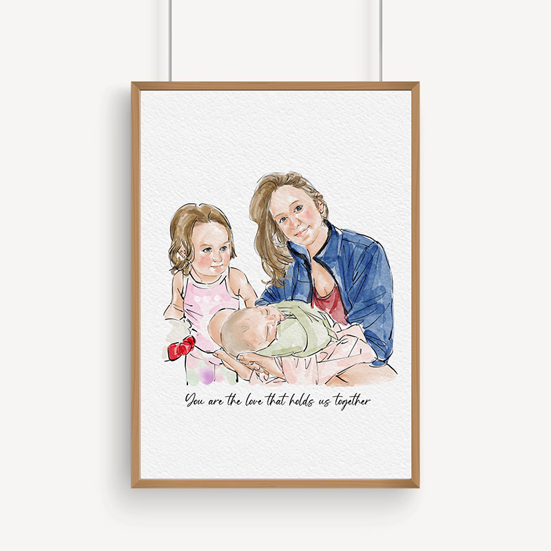 Personalized Hand-Drawn Painting from photo Custom Watercolor Family Portrait from photo Mother Father Gift from Daugther