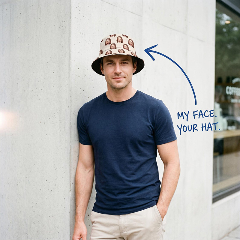 Personalized Photo Face Bucket Hat Custom Photo Sun Hat Gift Couple Gift Summer Gift for Her Wife Girlfriend Gift