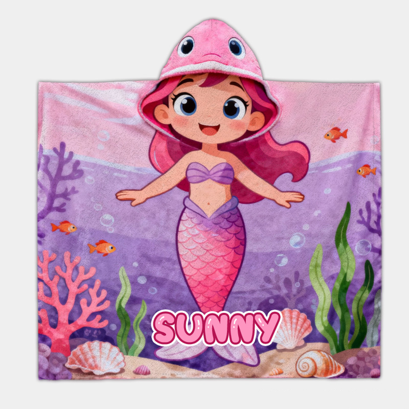 Personalized Ocean Creature Hoodie Blanket Custom Name Cozy and Fun Gift for Kids Ocean Lovers