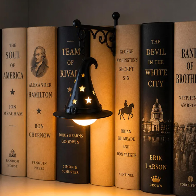Ghost Lantern Bookend Themed Halloween Spooky Shelf Decor Design Custom Name Metal Luminous Library Accent