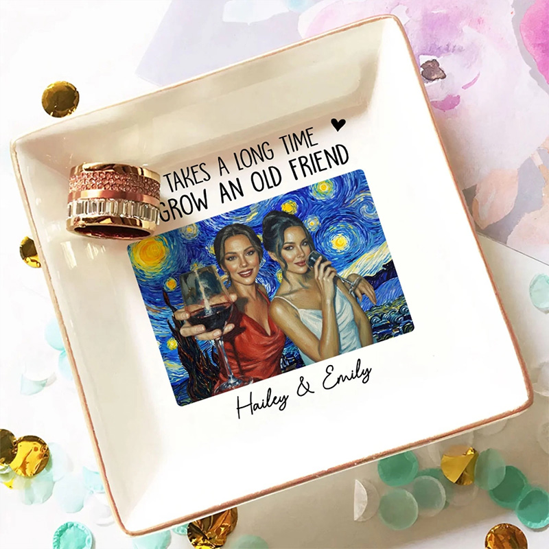Personalized A True Friend is A Journey Without an End Jewelry Dish Friendship Jewelry Dish for Her Bestie Unique gift