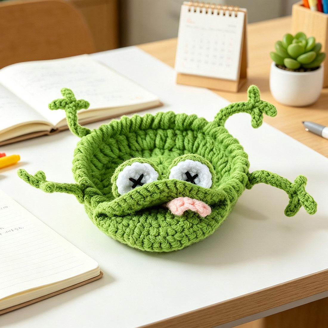 Bouncy Squirrel Coaster Crochet Fun Office Desk Accessory Thank You Gift for Teacher Coworker