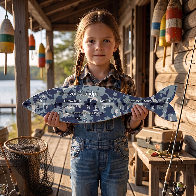 Personalized We Hooked the Best Dad Fish Ruler Wood Fish Ruler with Kids Name Eengraved Custom Birthday Gift for Dad Gift for Grandpa Dad Fishing Gift
