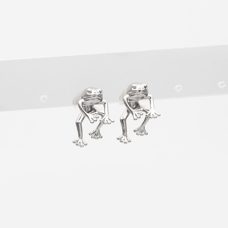 Personalized Gold/ Silver Frog Stud Earrings for Girlfriend Bestie Earring Two-Piece Animal Ear Jacket Unique Fun Gifts 