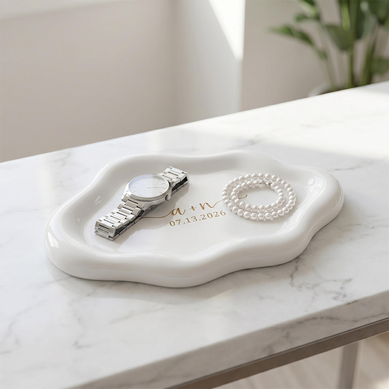 Personalized Initials Jewelry Tray for Bride Custom Wedding Cloud Trinket Dish Personalized Engagement Ring Holder Bridesmaid Proposal Gift