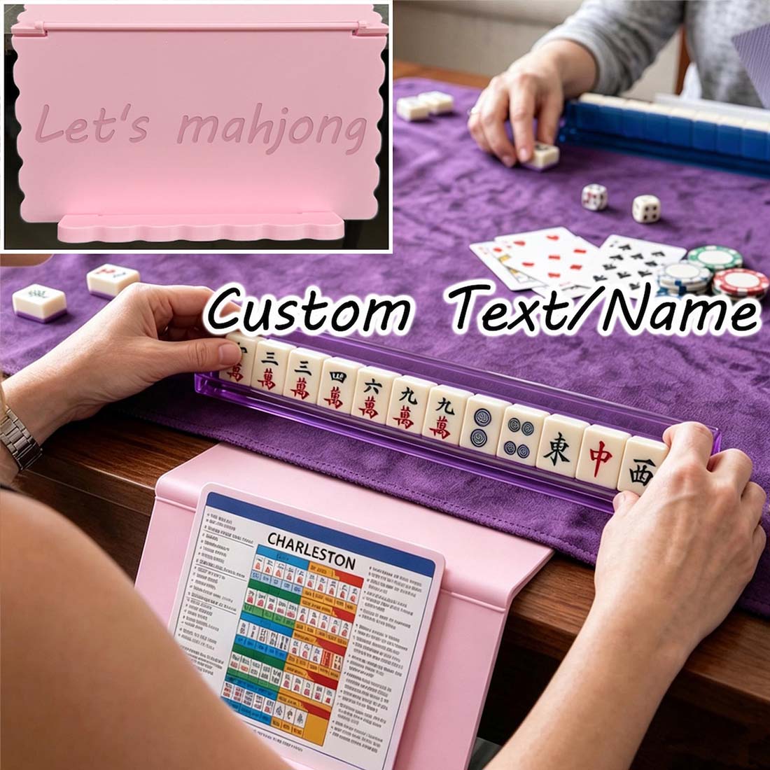Personalized Mahjong Card Holder 3D Printed Foldable Mahjong Game Card Rack Mahjong Accessories Home Game Night Accessory Mahjong Player Gift