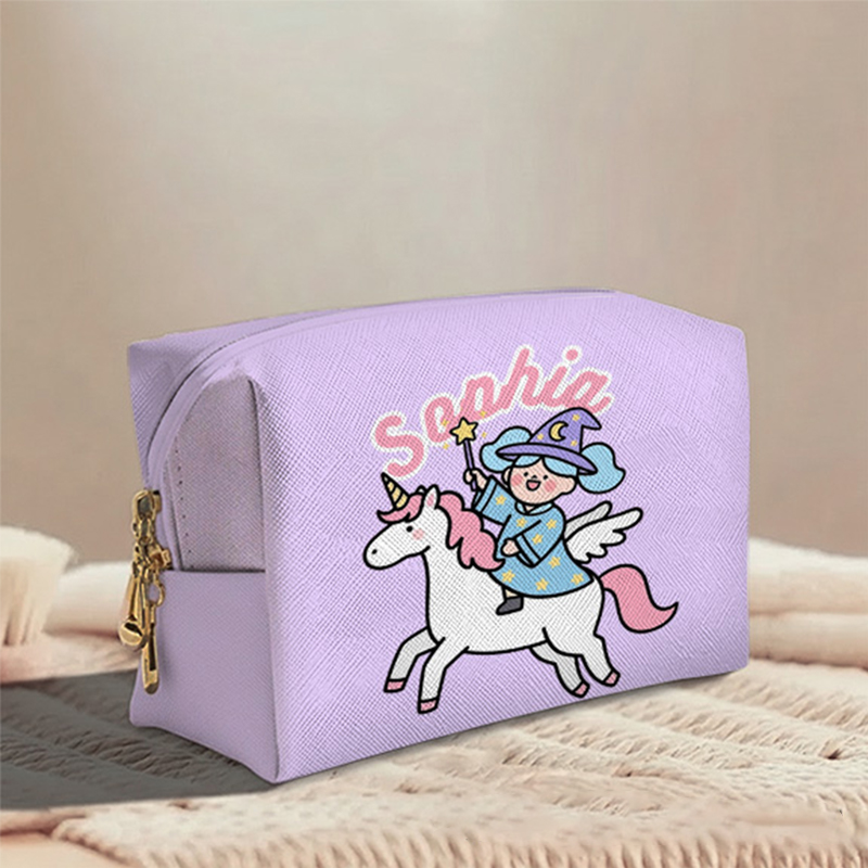 Personalized Magical Girl Toiletry Bag Custom Name for Kids Travel Gifts and Daily Use