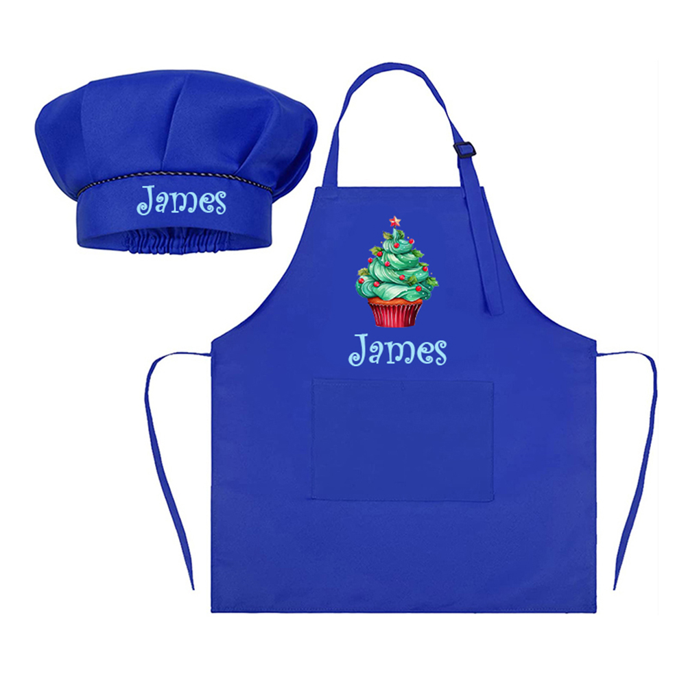 Personalized Kids Chef Apron and Hat Set Custom Name Colorful Gift for Kids