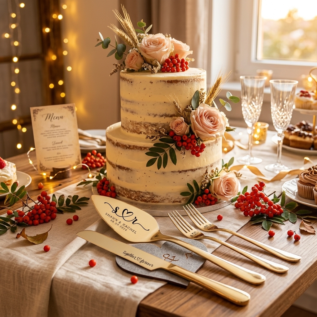 Personalized Wedding Cake Serving Set, Engraved Stainless Steel Knife & Server, Marriage gift