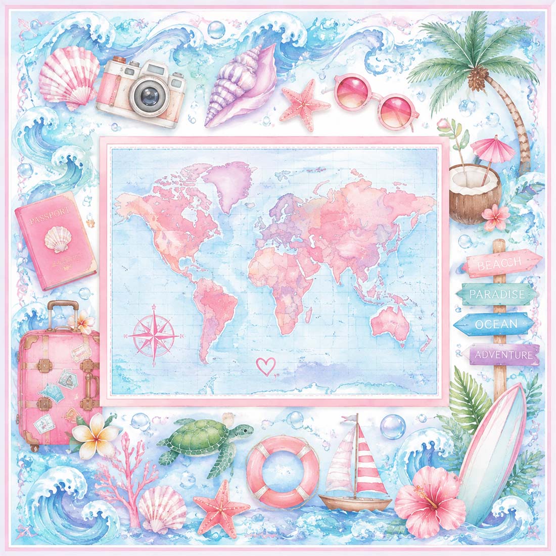Wanderlust World Map Mahjong Mat