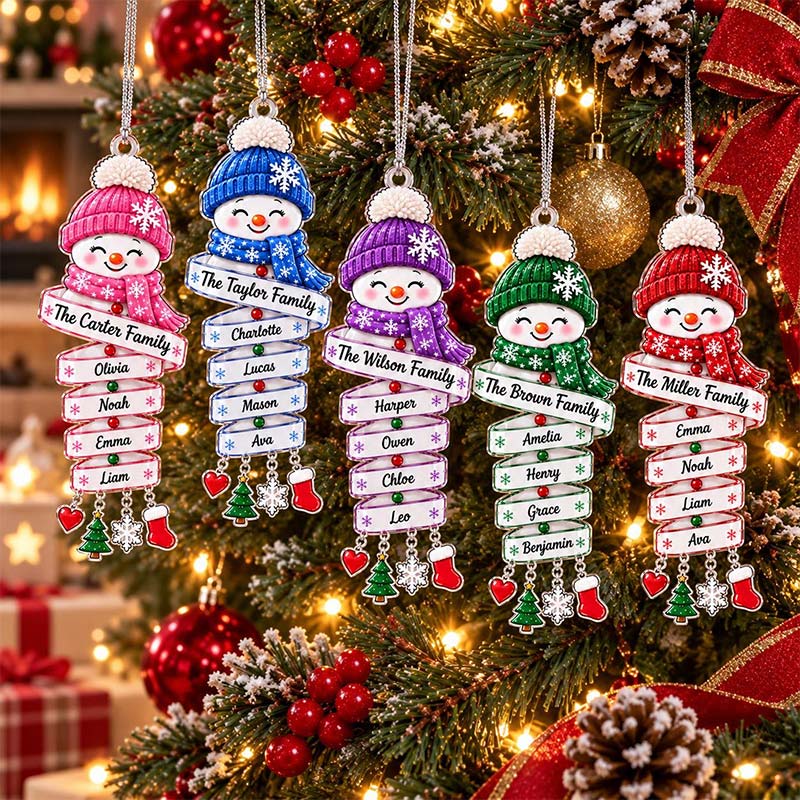 Personalized Snowman Family Acrylic Ornament Custom Family Name Christmas Keepsake 2026 Snowman Kids Ornament Family Holiday Gift