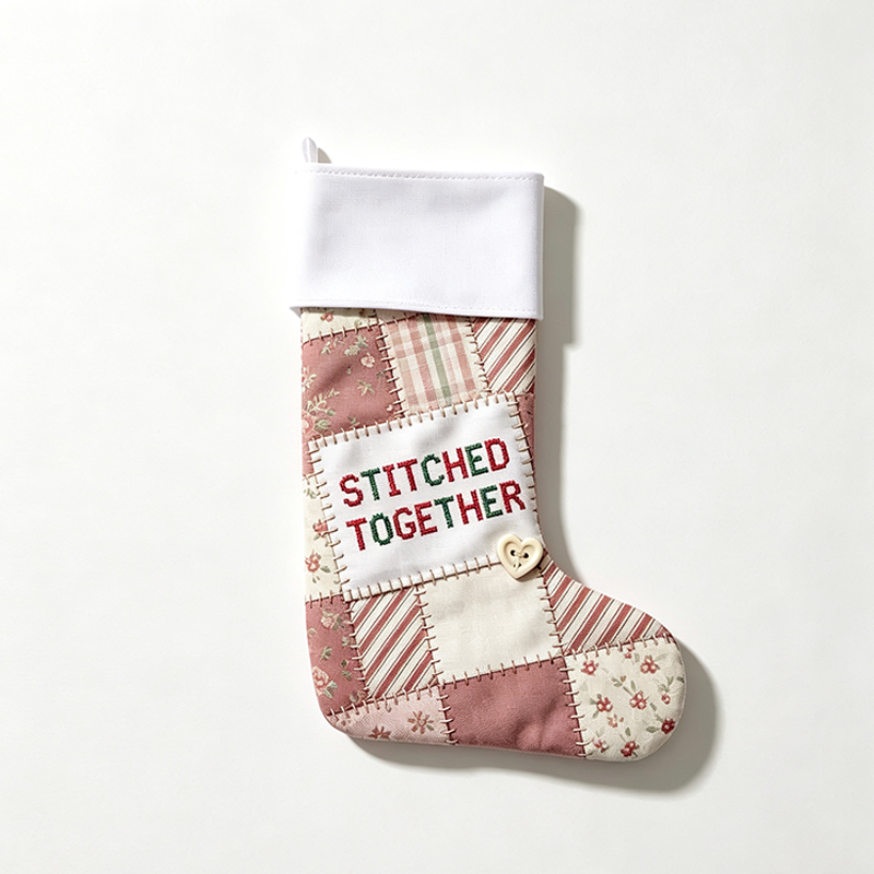Personalized Sewing Themed Christmas Stocking, Sewn With Love Custom Name Xmas Stocking