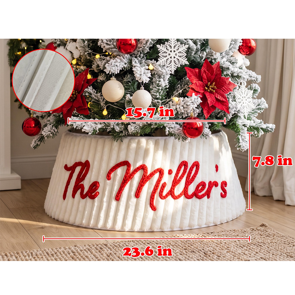Personalized Christmas Tree Collar with Name Custom Tree Skirt Fabric Tree Ring  Christmas Housewarming Gift