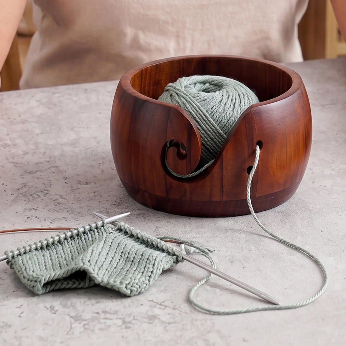 Personalized Birth Flower Wooden Yarn Bowl Custom Name Yarn Holder Yarn Lover Gifts
