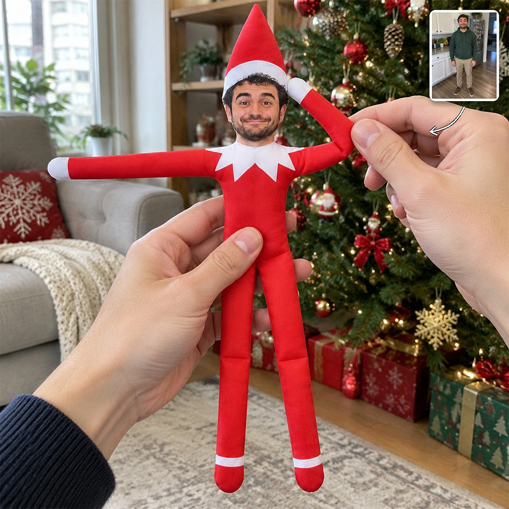 Personalized Poseable Plush Doll Custom Photo Elf Gag Gift