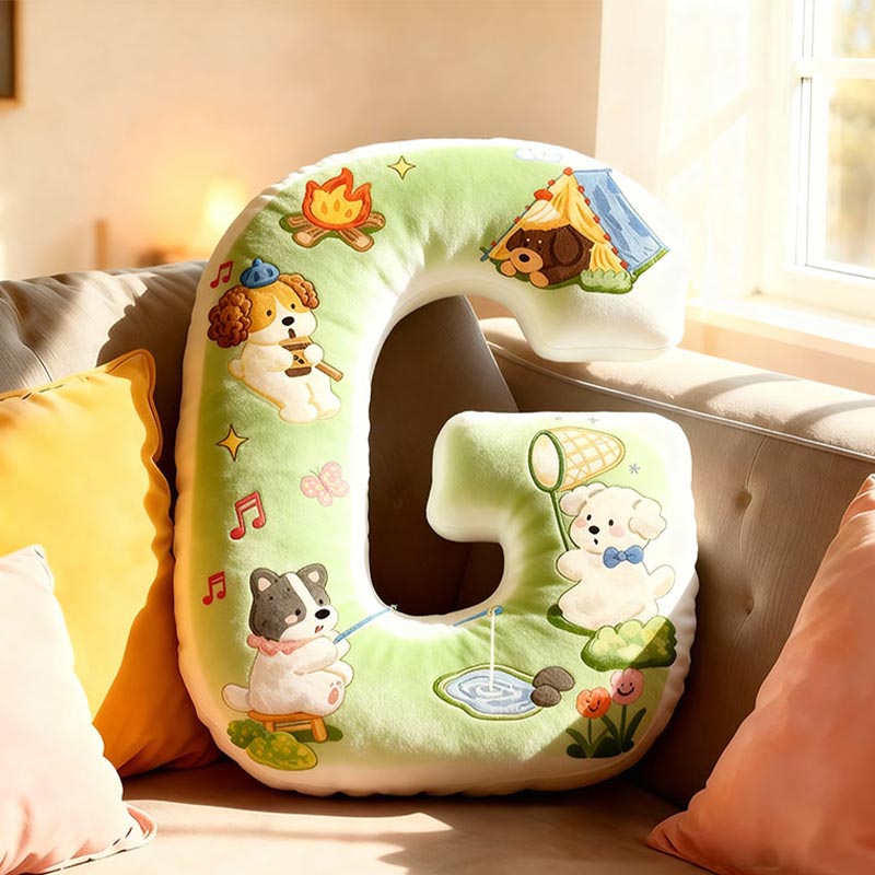 Personalized Dog Lover Camping Fishing Letter Pillow Graphic 3D Print