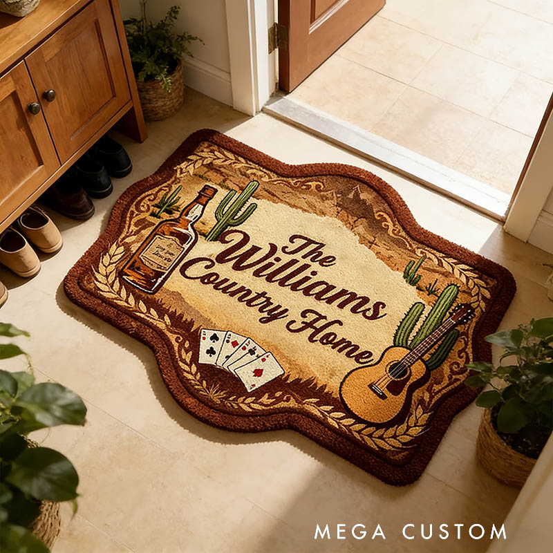 Personalized West Cowboy Guitar Home Doormat Country Music Home Doormat Custom Family Doormat New Home Gift Housewarming Gift Closing Gifts First Home Gifts Home Decor